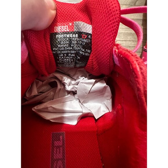 Vintage Y2K Diesel Archive Aquila Lace Up Tennis Shoes Womens 9 Pink Red Suede - Picture 11 of 16